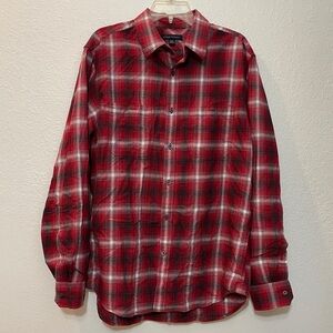 Banana Republic Men’s Red Plaid Cotton Flannel Button Down Shirt
